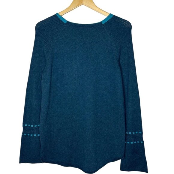 Smartwool Bell Sleeve Wool Blend Sweater in Evergreen Heather Size M - Picture 7 of 7